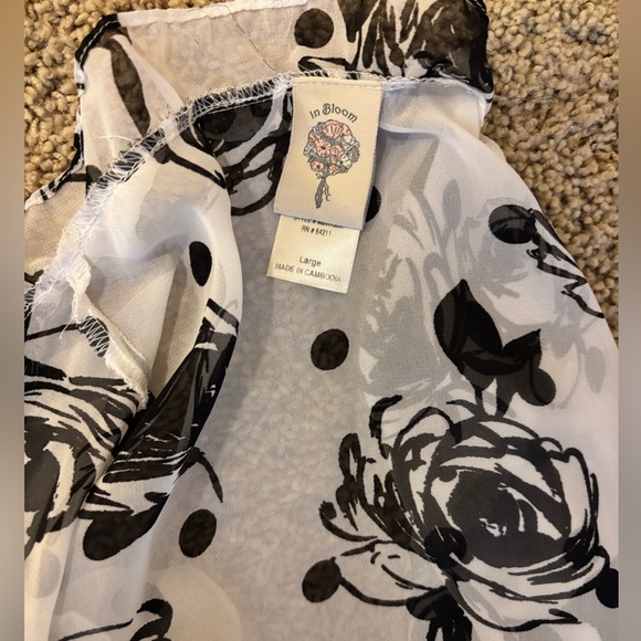 IN BLOOM Black and White Floral Robe and Nightie Set | Size Large - Picture 3 of 14